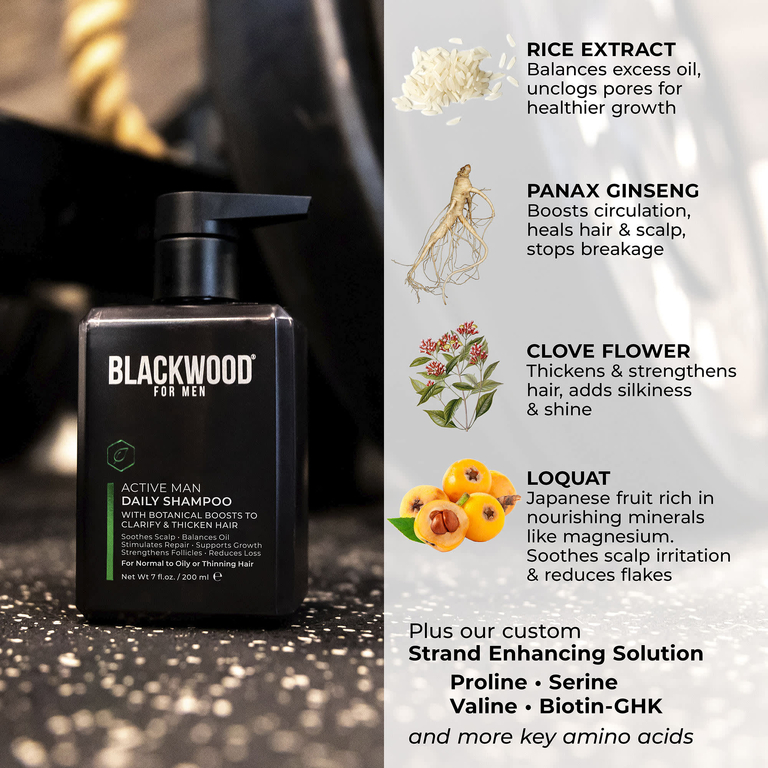 Blackwood For Men, Active Man Daily, шампунь для нормальных, жирных или истонченных волос, 200 мл (7 жидк. Унций)