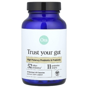 Ora, Trust Your Gut, высокоэффективный пробиотик и пребиотик, 60 капсул