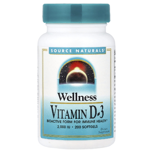 Source Naturals, Wellness, витамин D3, 50 мкг (2000 МЕ), 200 мягких таблеток