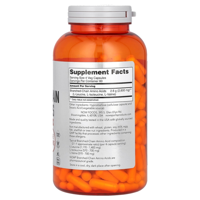 NOW Foods, Спорт, аминокислоты с разветвленными цепями, 240 капсул