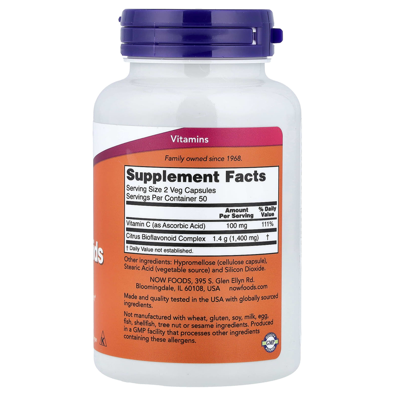 NOW Foods, Цитрусовые биофлавоноиды, 100 растительных капсул