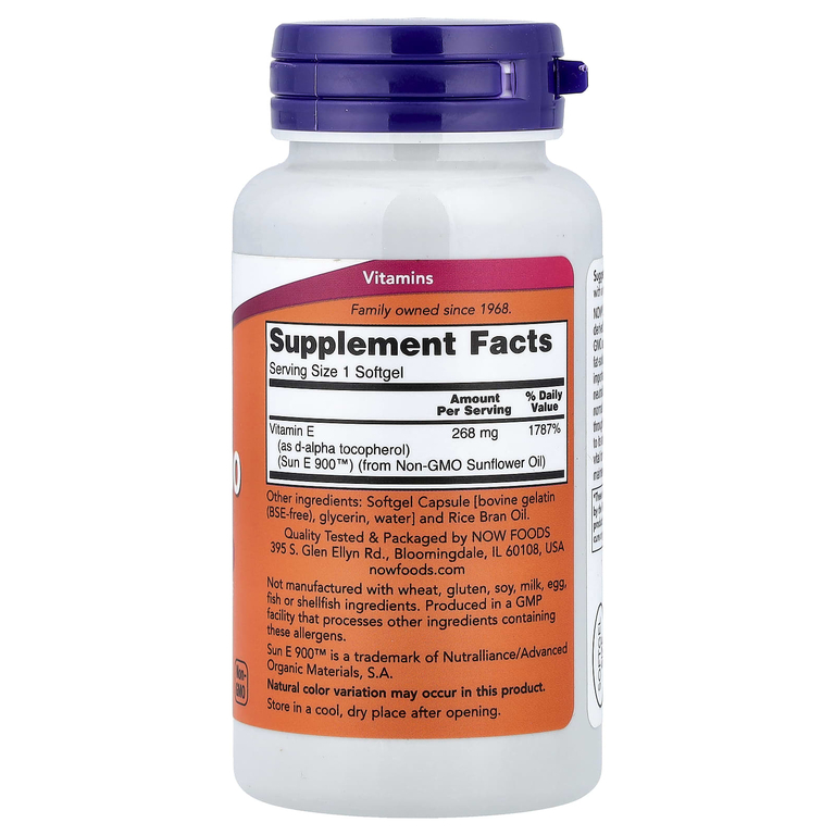 NOW Foods, Sun-E™ 400, 268 мг (400 МЕ), 60 капсул
