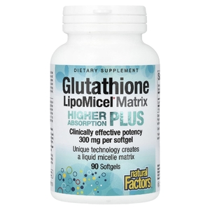Natural Factors, LipoMicel Matrix, глутатион, 300 мг, 90 капсул