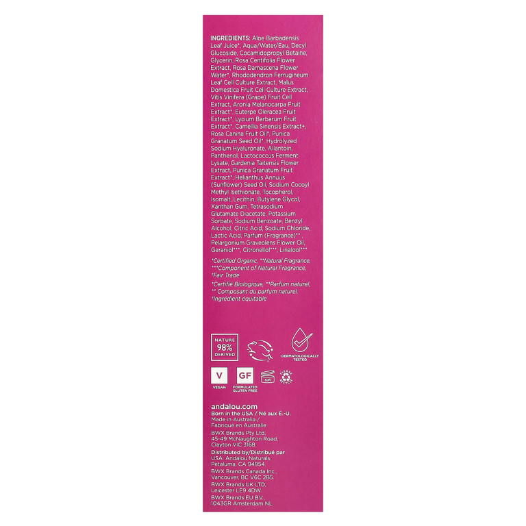 Andalou Naturals, 1000 Roses, нежная очищающая пенка, для чувствительной кожи, 163 мл (5,5 жидк. унц.)