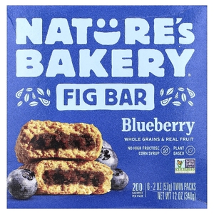 Nature's Bakery, Инжирный батончик, голубика, 6 двойных пакетиков по 57 г (2 унции)