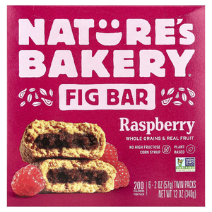 Nature's Bakery, Инжирный батончик, малина, 6 двойных пакетиков по 57 г (2 унции)