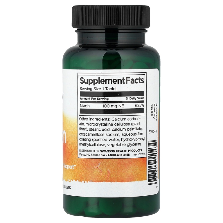 Swanson Vitamins, ниацин, 100 мг, 250 таблеток