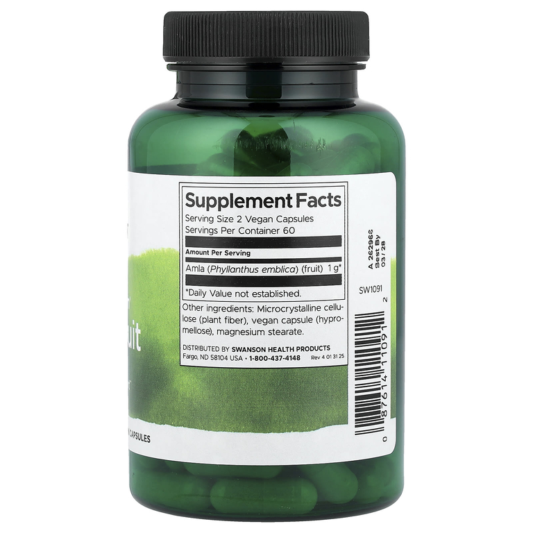 Swanson Vitamins, Full Spectrum®, плоды амлы, 120 веганских капсул (250 мг в 1 капсуле)