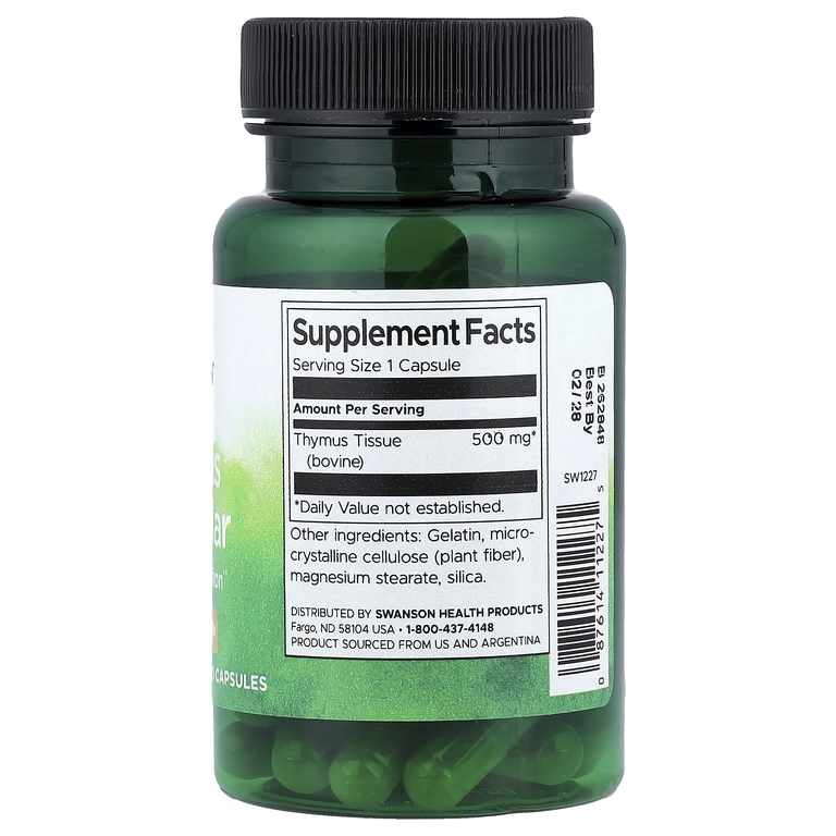 Swanson Vitamins, Вилочковая железа, 500 мг, 60 капсул