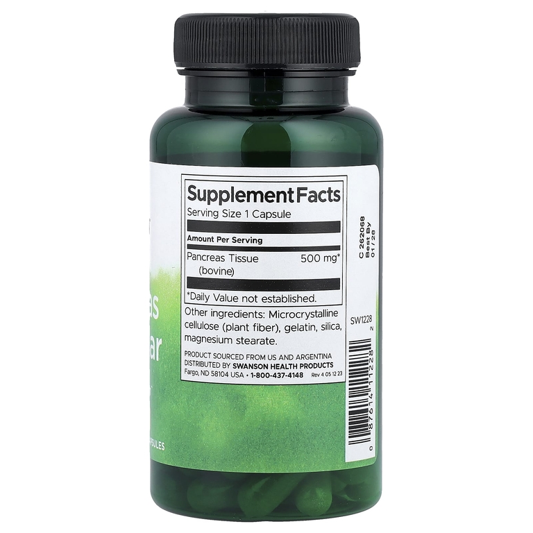 Swanson Vitamins, Поджелудочная железа, 500 мг, 60 капсул
