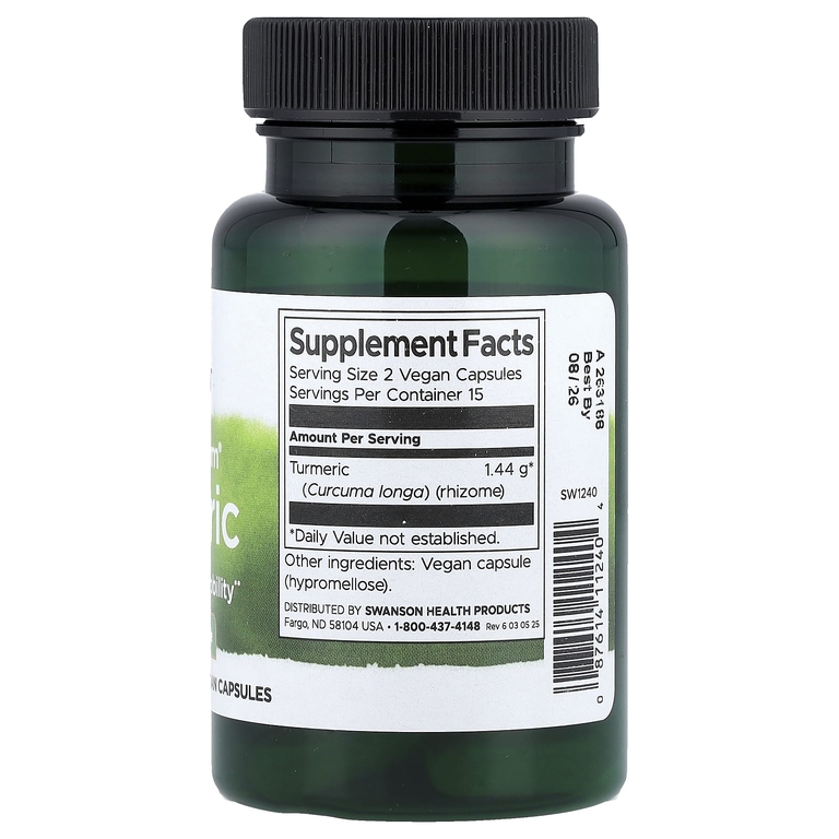 Swanson Vitamins, Full Spectrum®, куркума, 720 мг, 30 веганских капсул