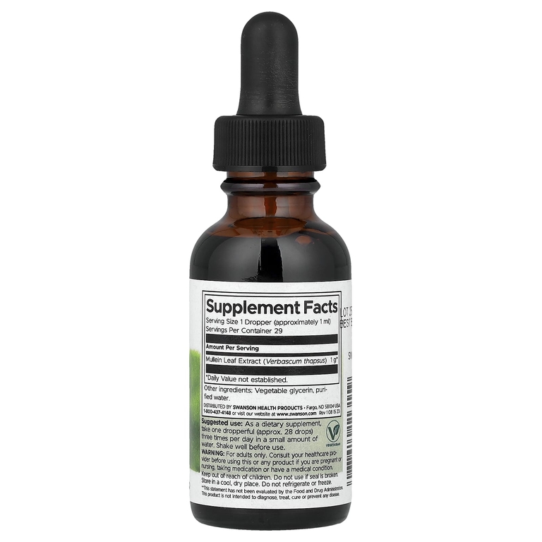Swanson Vitamins, жидкий экстракт листьев коровяка, без спирта и сахара, 29,6 мл (1 жидк. унция)