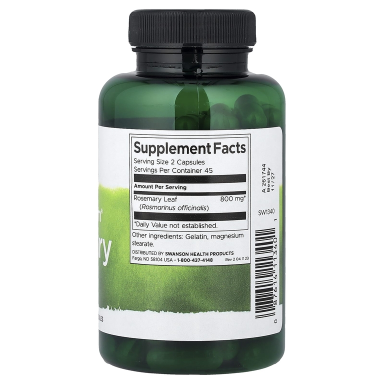 Swanson Vitamins, Full Spectrum®, розмарин, 400 мг, 90 капсул