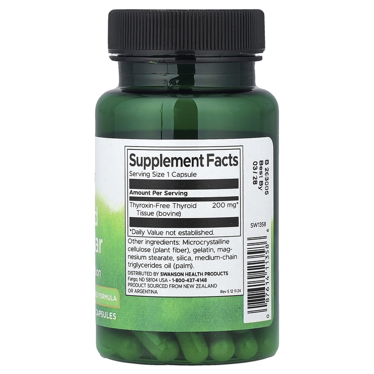 Swanson Vitamins, Щитовидная железа, 200 мг, 60 капсул