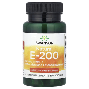 Swanson Vitamins, натуральный витамин E, 134,2 мг (200 МЕ), 100 капсул