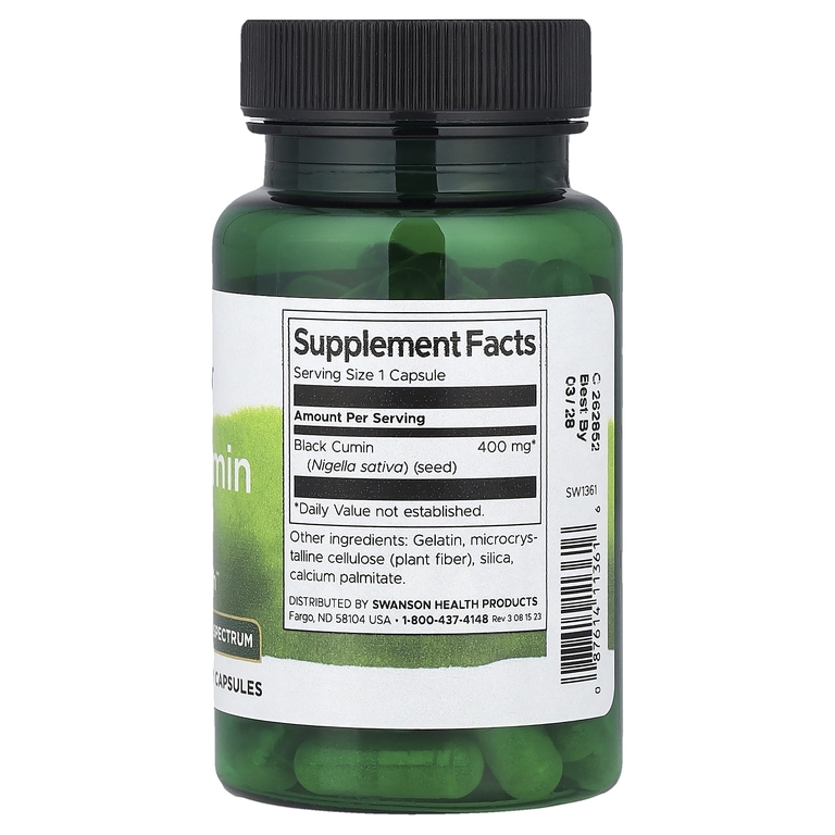 Swanson Vitamins, Семена черного тмина, полный спектр, 400 мг, 60 капсул