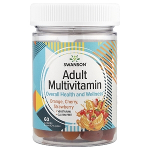 Swanson Vitamins, Мультивитаминные жевательные мармеладки для взрослых, апельсин, вишня, клубника, 60 жевательных таблеток