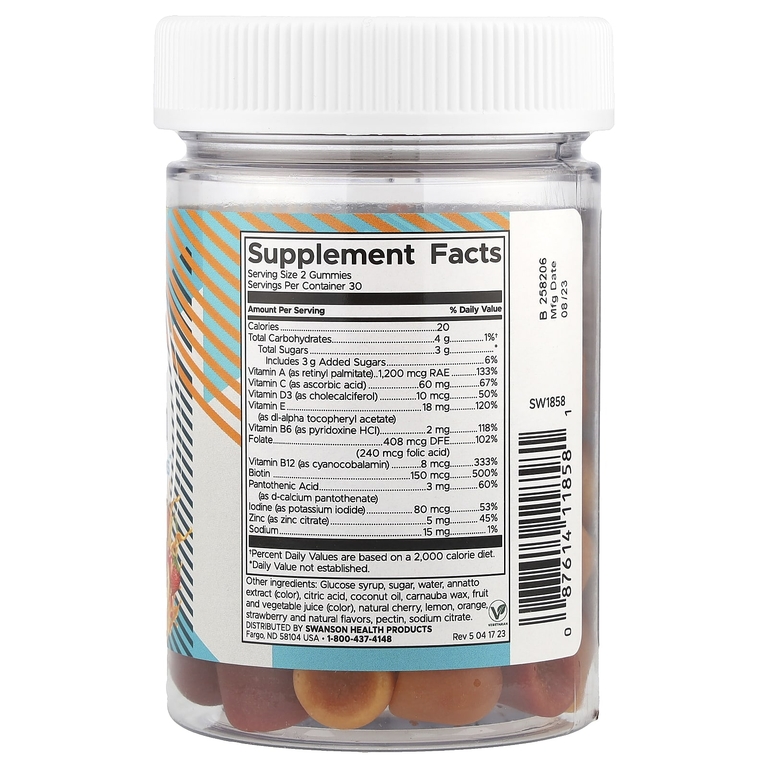 Swanson Vitamins, Мультивитаминные жевательные мармеладки для взрослых, апельсин, вишня, клубника, 60 жевательных таблеток