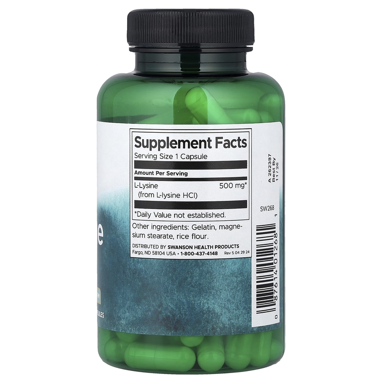 Swanson Vitamins, L-лизин, 500 мг, 100 капсул