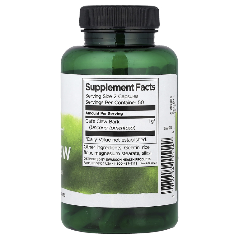 Swanson Vitamins, Full Spectrum®, кошачий коготь, 500 мг, 100 капсул