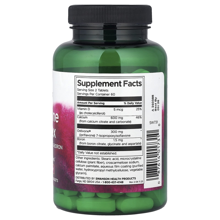 Swanson Vitamins, Комплекс иприфлавона с витамином D, кальцием и бором, 120 таблеток