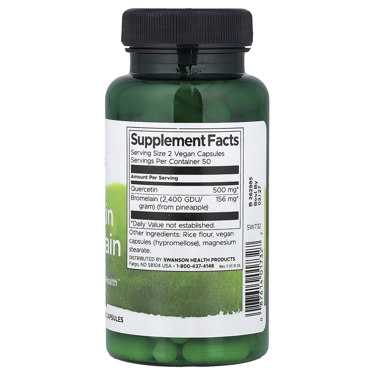 Swanson Vitamins, Кверцетин и бромелаин, 100 веганских капсул