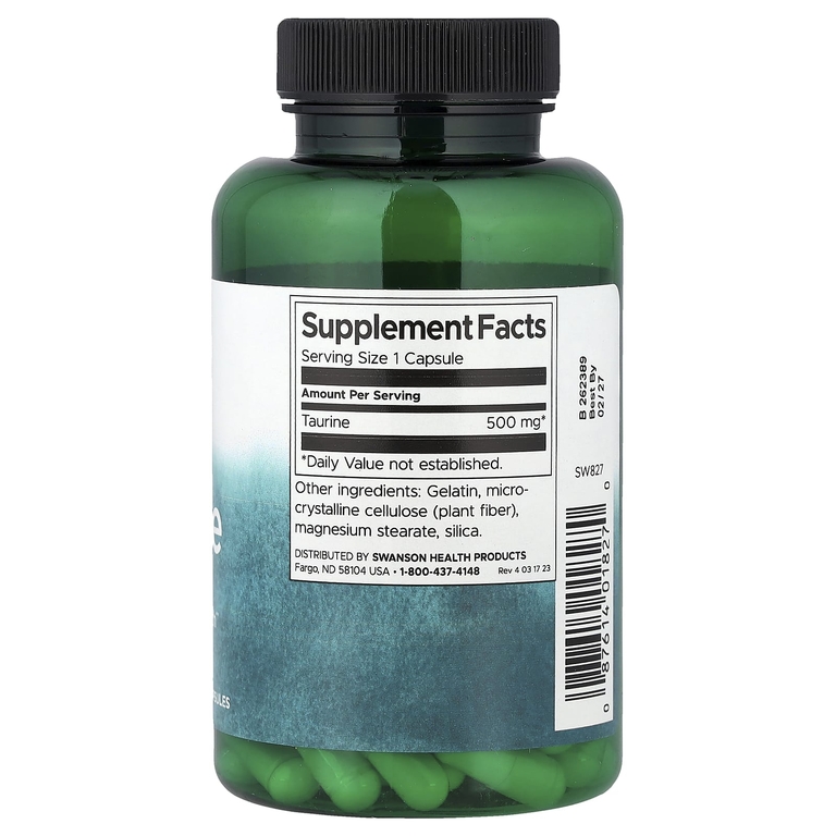 Swanson Vitamins, таурин, 500 мг, 100 капсул
