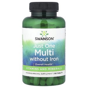 Swanson Vitamins, Just One Complete Multi, мультивитаминный комплекс, без железа, 130 таблеток