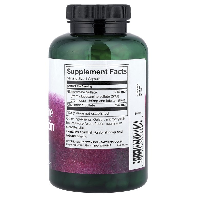 Swanson Vitamins, глюкозамин и хондроитин, 200 капсул