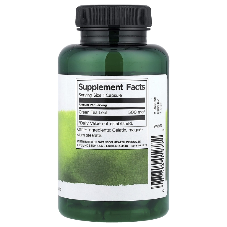 Swanson Vitamins, Зеленый чай, 500 мг, 100 капсул