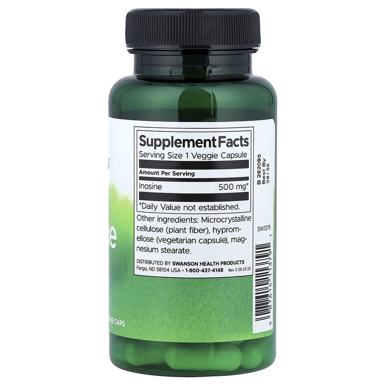 Swanson Vitamins, инозин, 60 растительных капсул (500 мг в 1 капсуле)
