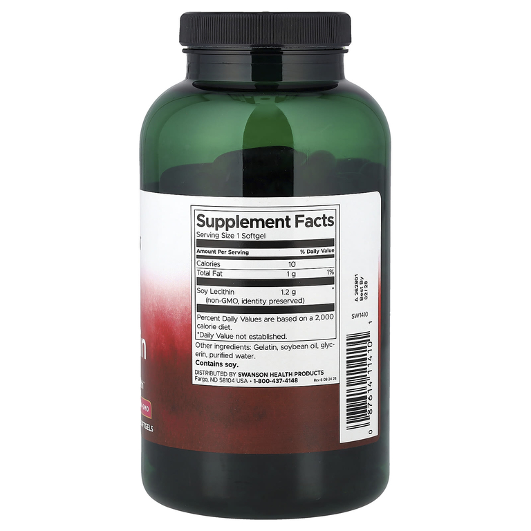 Swanson Vitamins, Соевый лецитин, 1,2 г, 180 капсул