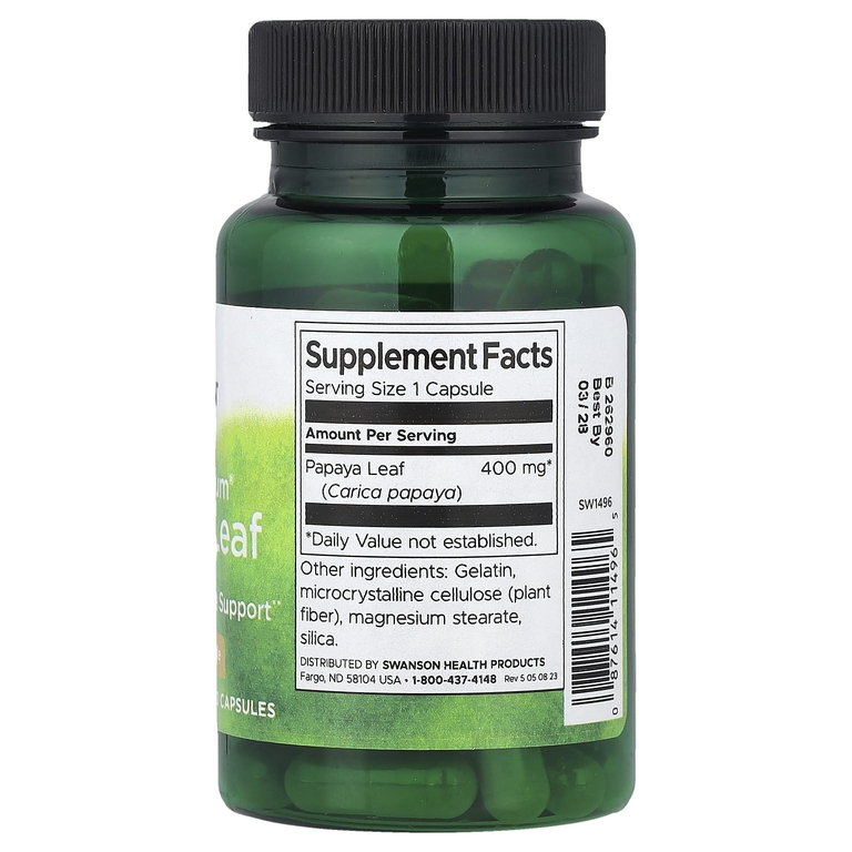 Swanson Vitamins, Full Spectrum®, лист папайи, 400 мг, 60 капсул