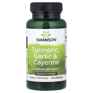 Swanson Vitamins, куркума, чеснок и кайенский перец, 60 капсул