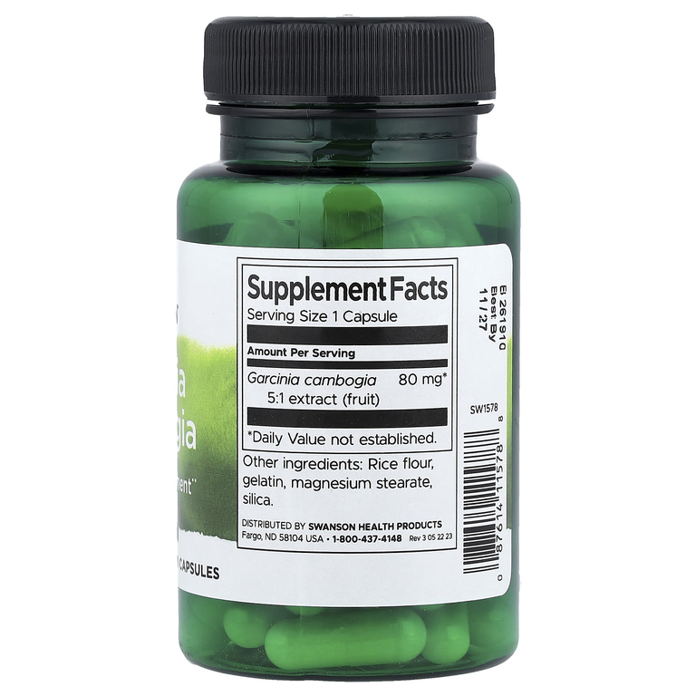 Swanson Vitamins, экстракт гарцинии камбоджийской 5:1, 60 капсул (80 мг в 1 капсуле)