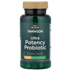 Swanson Vitamins, Сверхэффективный пробиотик, 66,5 млрд КОЕ, 60 веганских капсул EMBO Caps® AP