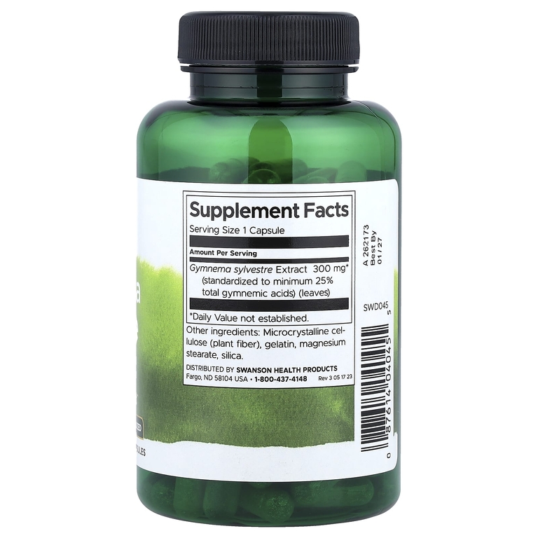 Swanson Vitamins, джимнема (Gymnema sylvestre), стандартизованный экстракт, 300 мг, 120 капсул