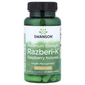 Swanson Vitamins, Razberi-K®, малиновые кетоны, максимальная сила действия, 500 мг, 60 веганских капсул