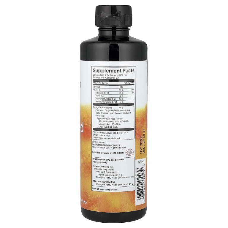 Swanson Vitamins, Органическое льняное масло, 473 мл (16 жидк. унц.)