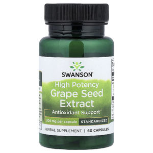 Swanson Vitamins, экстракт виноградных косточек. высокая эффективность, 200 мг, 60 капсул
