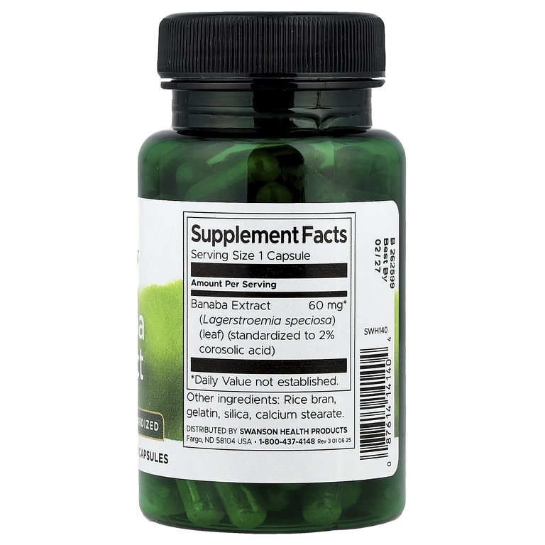 Swanson Vitamins, Экстракт банабы, 90 капсул (60 мг в каждой капсуле)