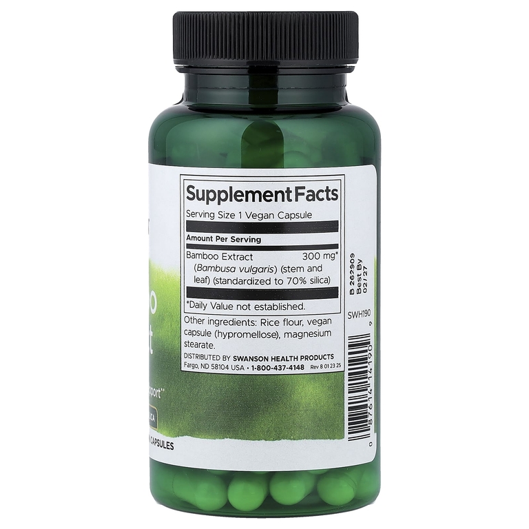 Swanson Vitamins, Экстракт бамбука, 60 веганских капсул (300 мг на капсулу)