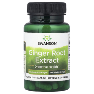 Swanson Vitamins, стандартизованный экстракт корня имбиря, 60 растительных капсул (200 мг в 1 капсуле)