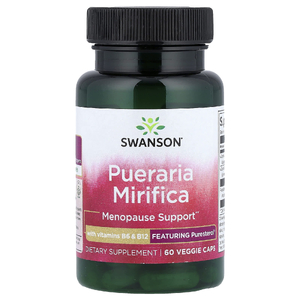 Swanson Vitamins, Пуэрария мирифика с витаминами B6 и B12, 60 растительных капсул