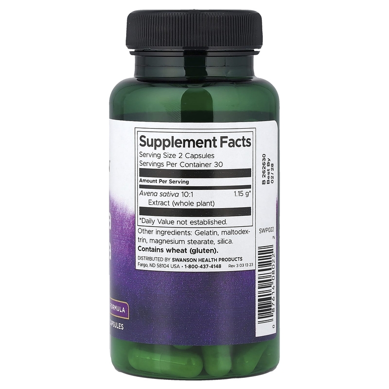 Swanson Vitamins, овса (Avena sativa), 60 капсул (575 мг в 1 капсуле)