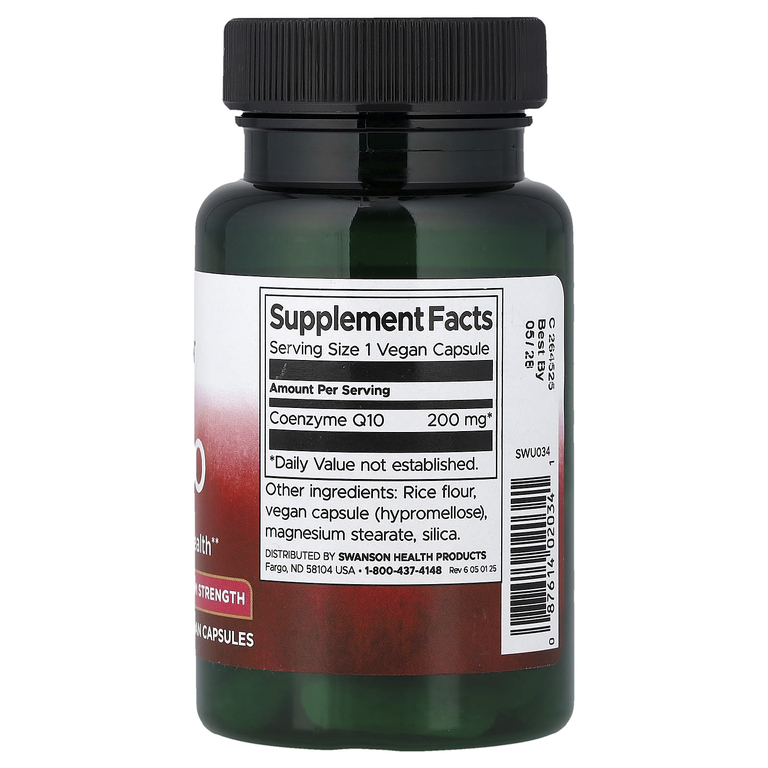 Swanson Vitamins, коэнзимQ10, 200 мг, 30 веганских капсул