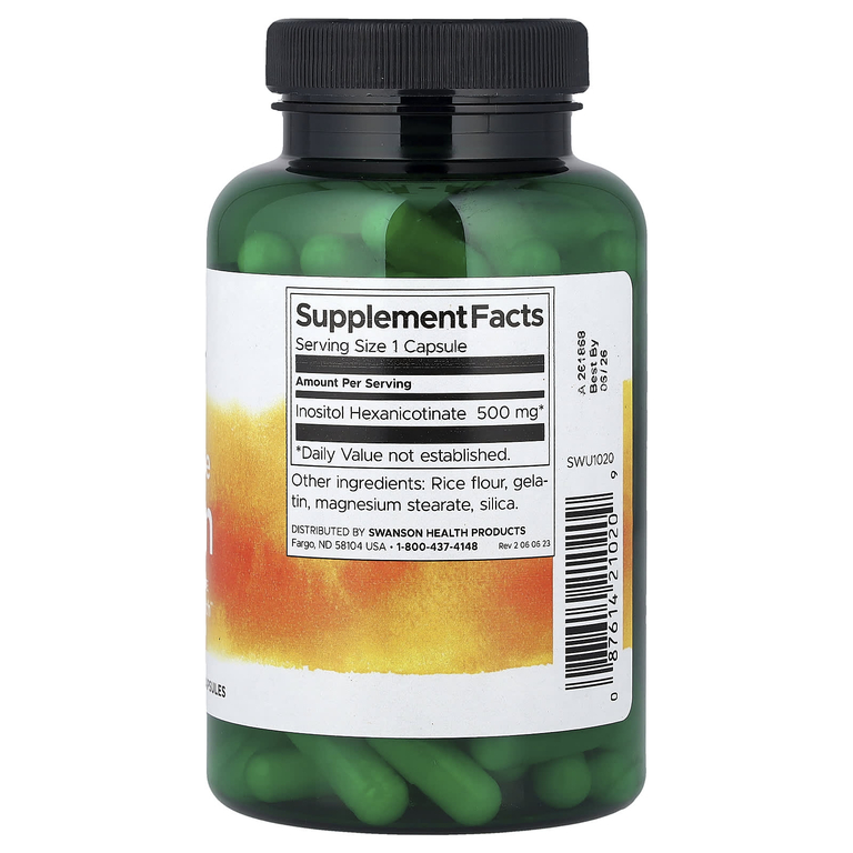 Swanson Vitamins, ниацин, не вызывающий приливов, 500 мг, 120 капсул
