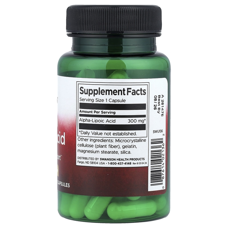 Swanson Vitamins, Альфа-липоевая кислота, 300 мг, 60 капсул