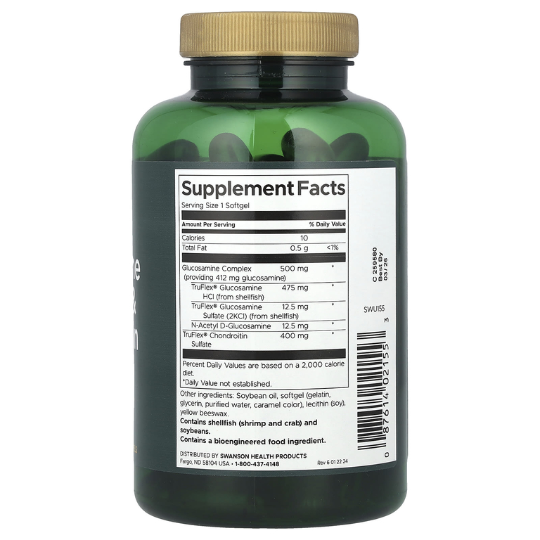 Swanson Vitamins, Комплекс глюкозамина и хондроитинсульфат, 120 мягких таблеток