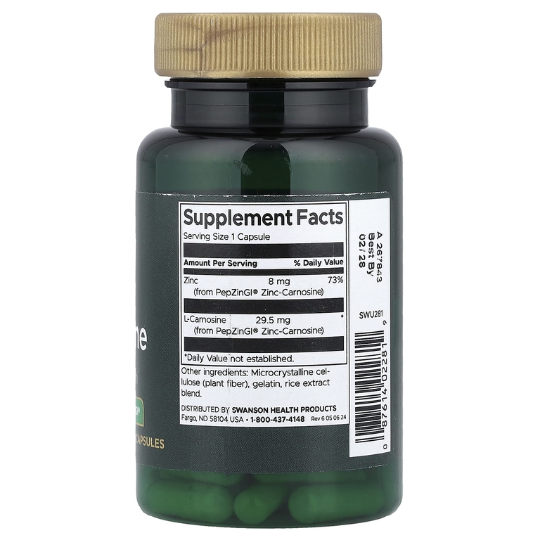 Swanson Vitamins, цинк карнозин, 60 капсул